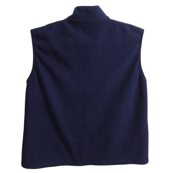 Lands' End Navy Fleece Vest Men's XLRegular Full Zip Pockets - Picture 3 of 7